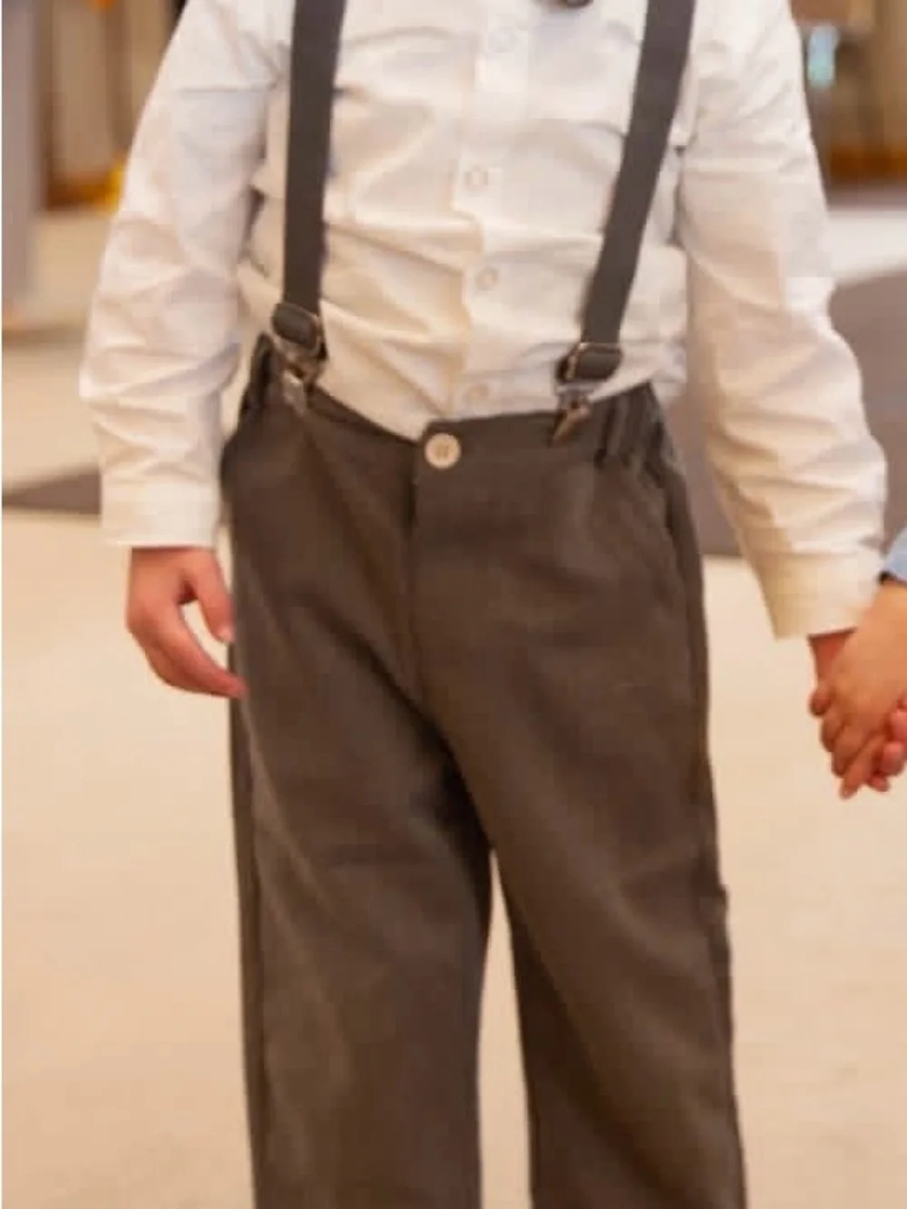 Children's grey Dress Pants with Adjustable Suspenders